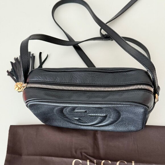 GUCCI Soho Disco Bag in Black Pebbled Leather - Picture 7 of 12